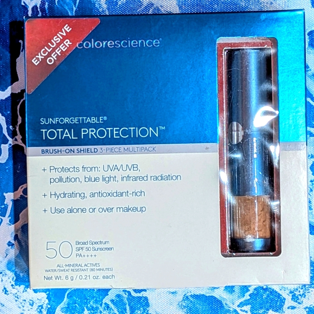 3 Powder Sunscreen SPF 50 Tan Sunforgettable Brush-on luxury makeup Set Shield